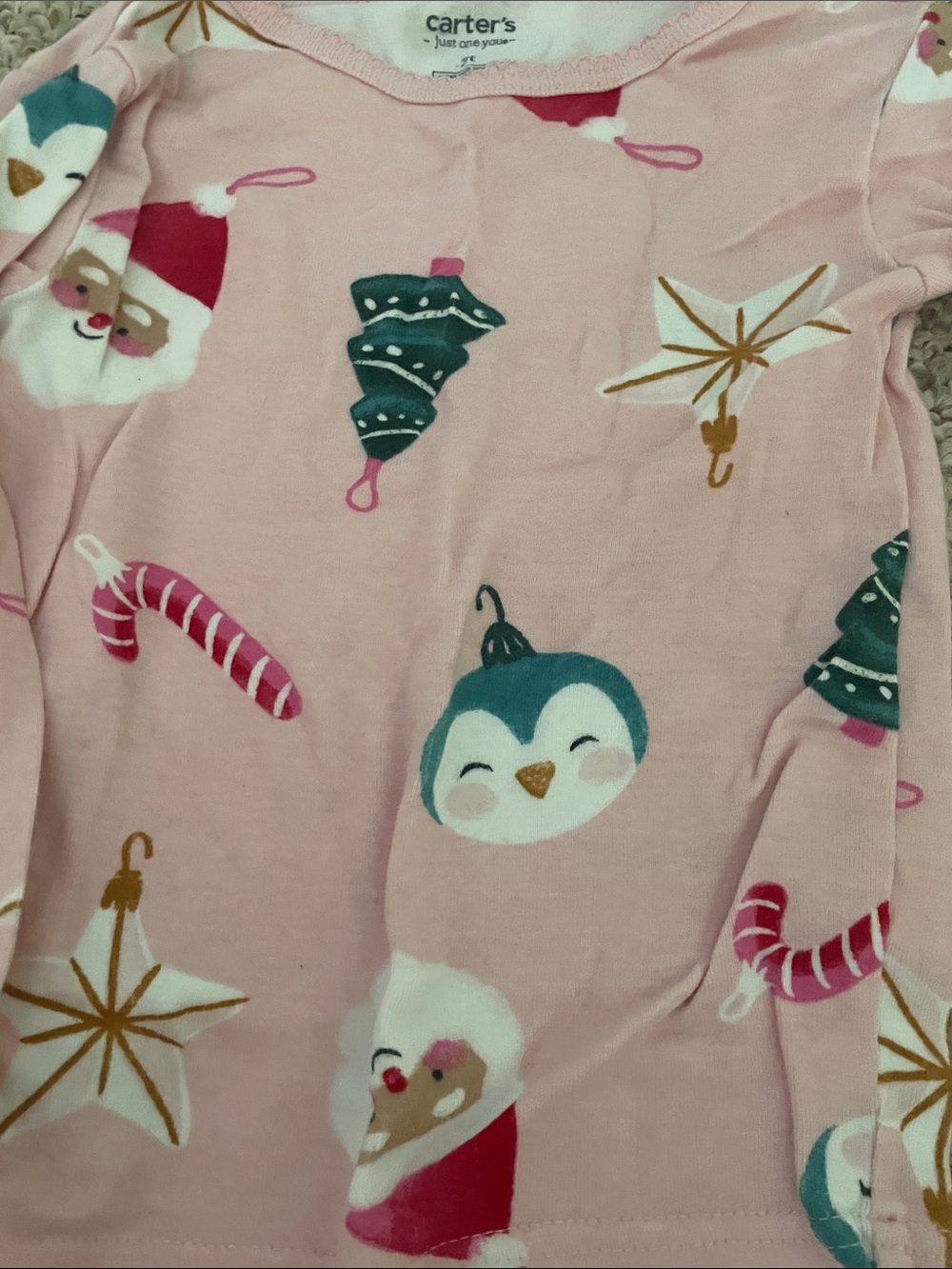 Carters Kids Christmas Pajama Tops - Red, White, Pink - Picture 7 of 7